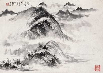 郎静山 1943年作 溪山新霁图 镜心